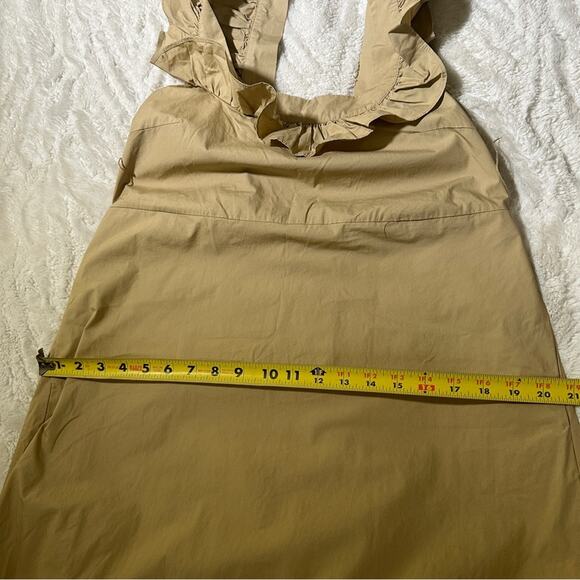 Urban Outfitters Size Medium Tan Square Neck Ruffle Midi Dress Neutral Rustic - Picture 8 of 12